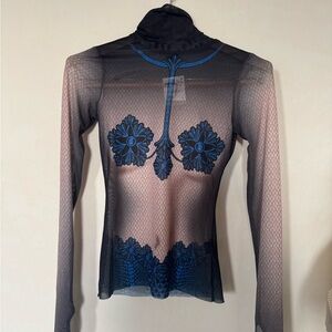 AFRM Black Sheer Mesh Top